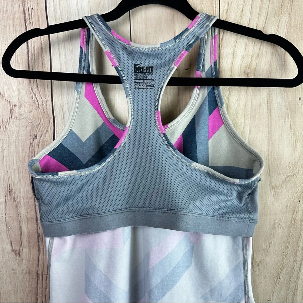 Nike Dri-fit Slim Fit Pink and Gray Chevron Racerback Tank Top - Picture 10 of 10